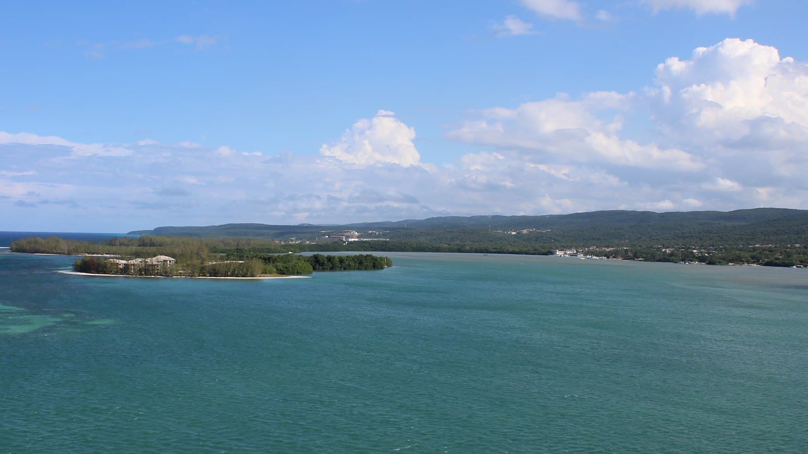 Falmouth harbour and the lagoon in daylight, where the night boat runs after dark